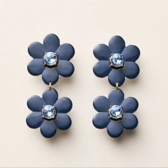NWT Kate spade X Target floral linear Earrings SET OF 2 navy and green - Picture 7 of 15